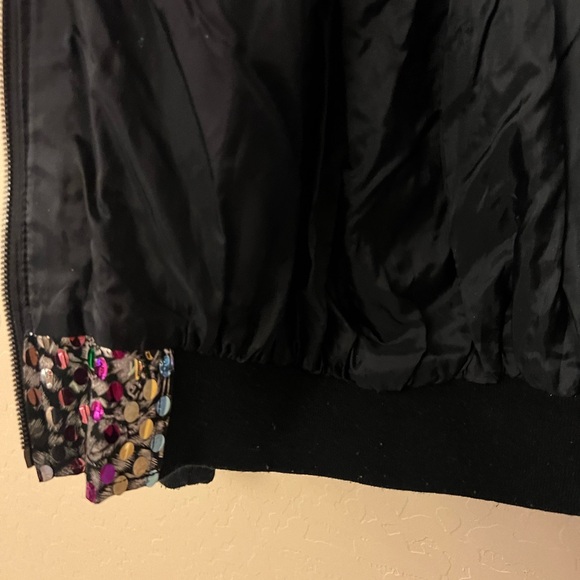 Mighty Retro/Vintage Metallic Silver Bomber Jacket with Multi-Colour Sequins - Picture 13 of 16